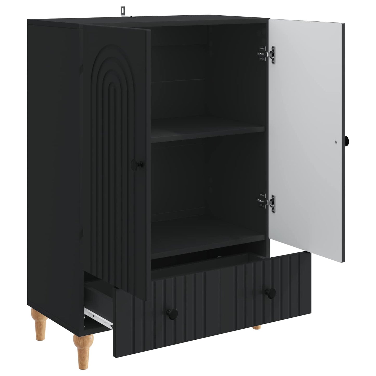 vidaXL Sideboard with Drawer Black 66 x 34.5 x 95 cm Engineered Wood
