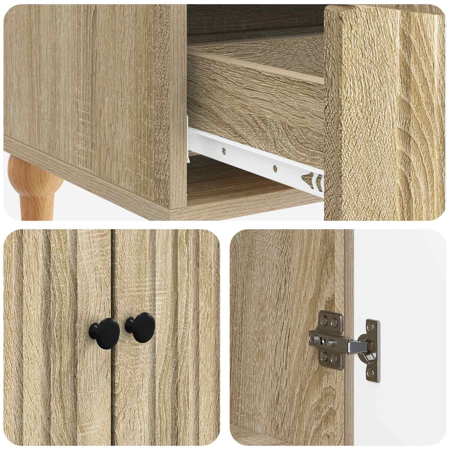 vidaXL Sideboard Sonoma Oak 66 x 34.5 x 95 cm Engineered Wood
