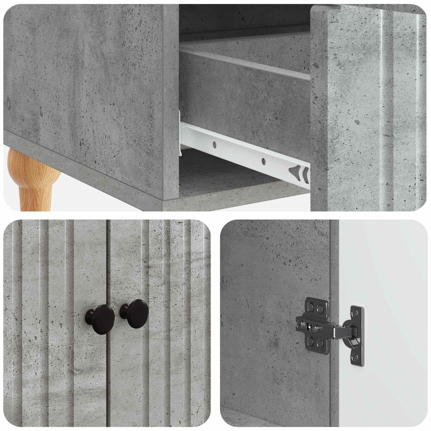 vidaXL Sideboard Concrete Grey 66 x 34.5 x 95 cm Engineered Wood