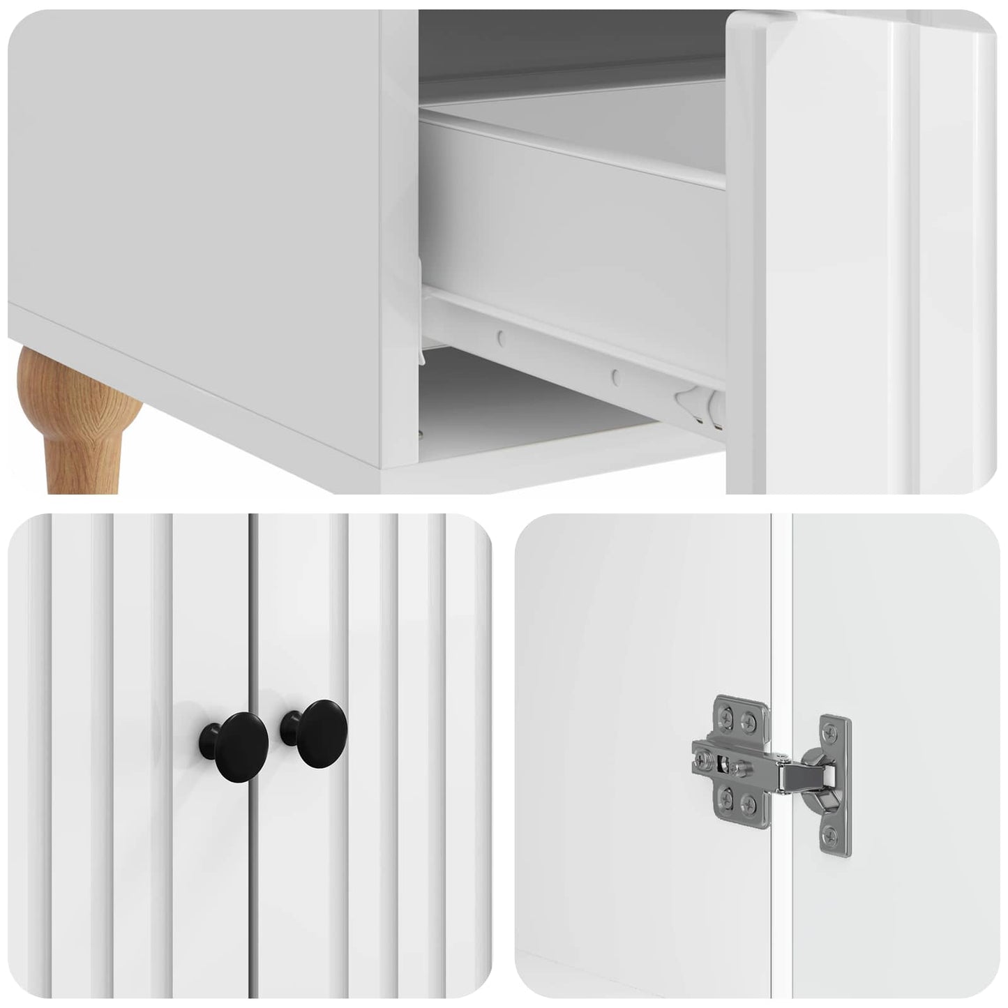 vidaXL Sideboard High Gloss White 66 x 34.5 x 95 cm Engineered Wood