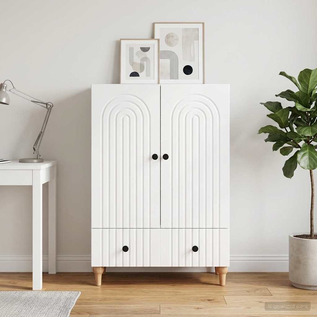 vidaXL Sideboard High Gloss White 66 x 34.5 x 95 cm Engineered Wood