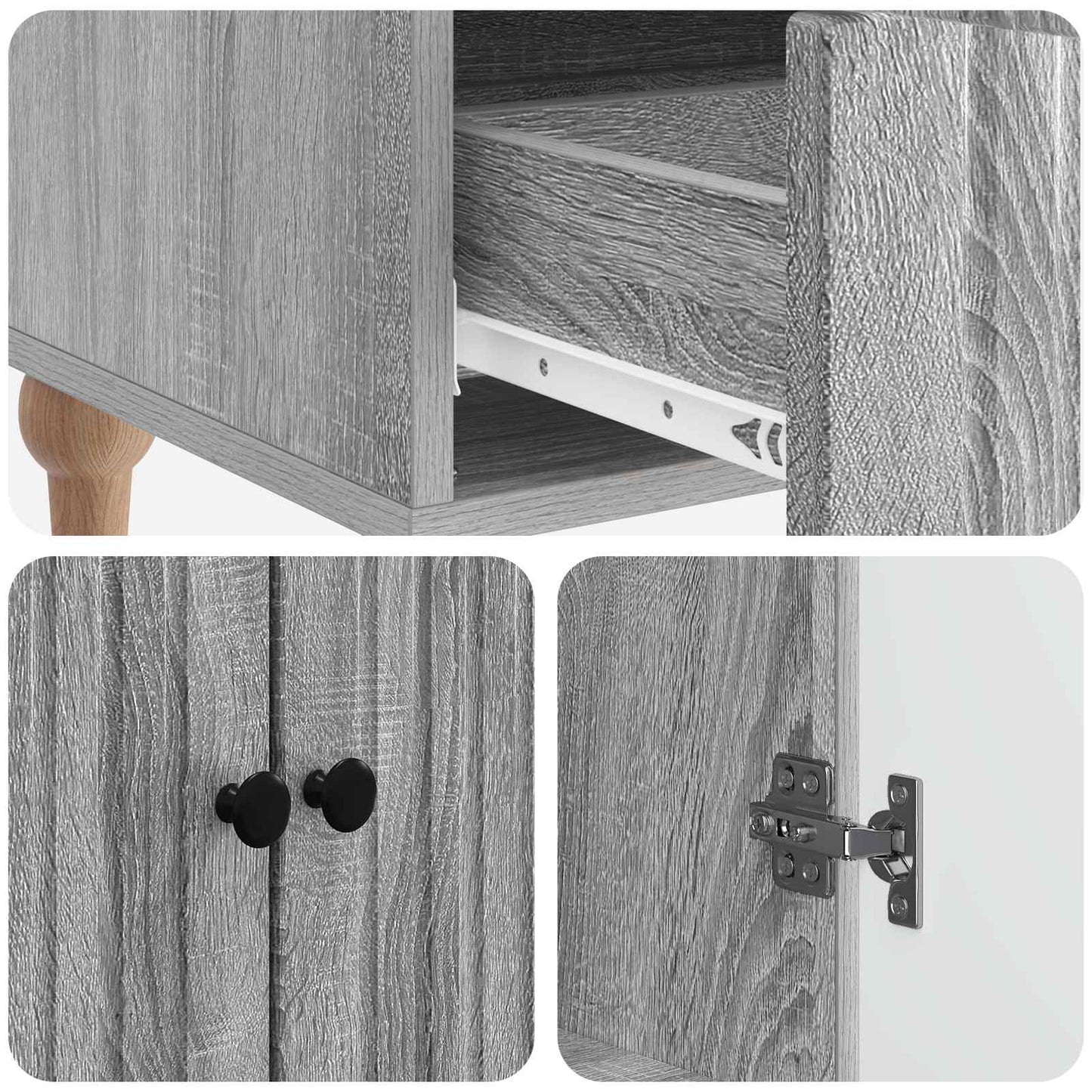 vidaXL Sideboard Grey Sonoma 66 x 34.5 x 95 cm Engineered Wood