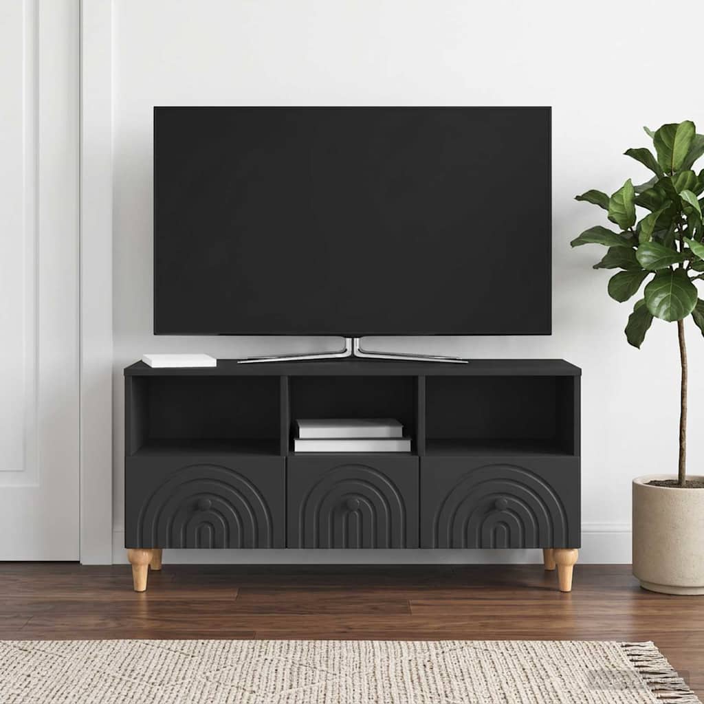 vidaXL TV Cabinet Black 102 x 34.5 x 50 cm Engineered Wood