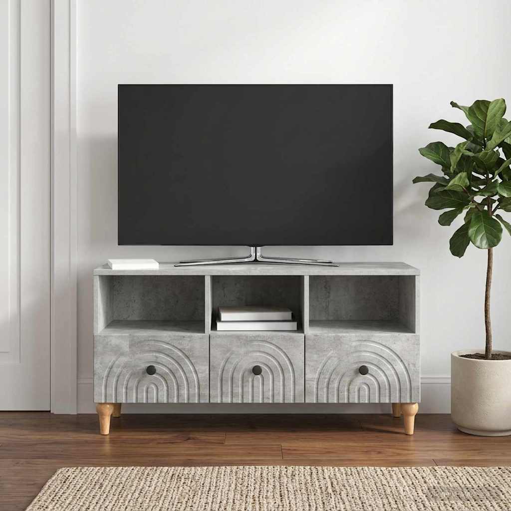 vidaXL TV Cabinet 102 x 34.5 x 50 cm Concrete Grey Engineered Wood