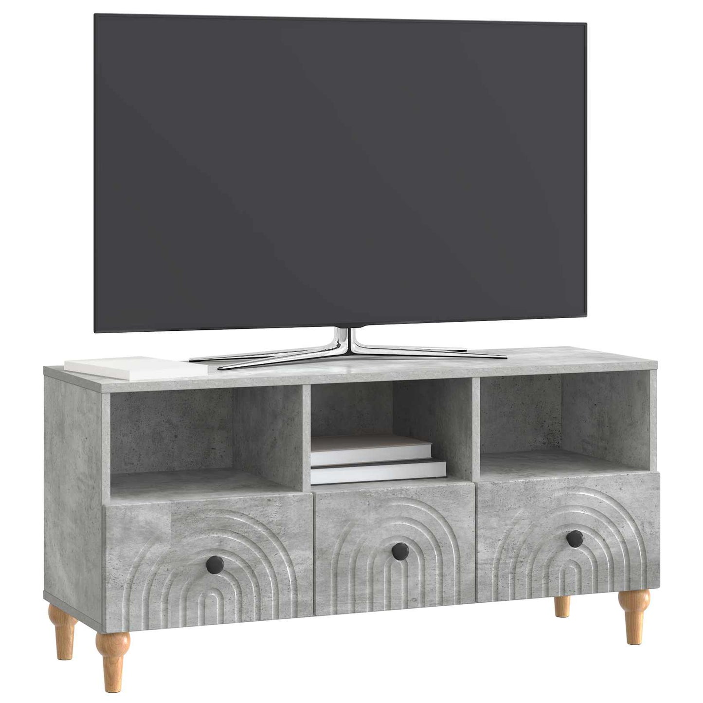 vidaXL TV Cabinet 102 x 34.5 x 50 cm Concrete Grey Engineered Wood