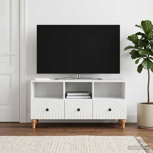 vidaXL TV Cabinet 102 x 34.5 x 50 cm High Gloss White Engineered Wood