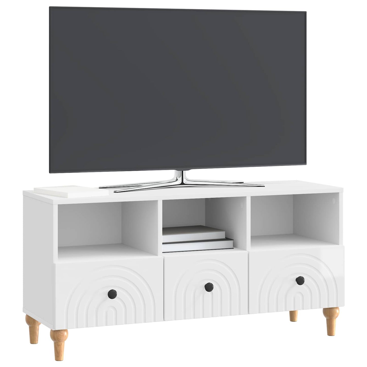 vidaXL TV Cabinet High Gloss White 102 x 34.5 x 50 cm Engineered Wood