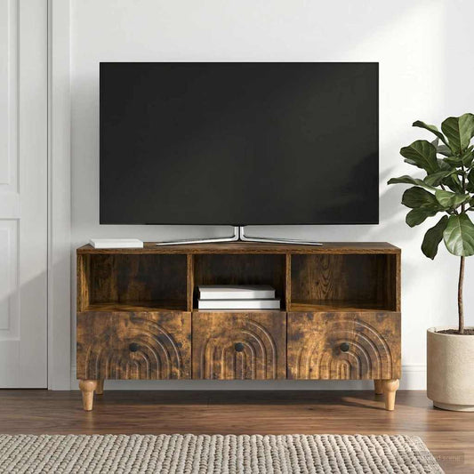 vidaXL TV Cabinet 102 x 34.5 x 50 cm Smoked Oak Engineered Wood