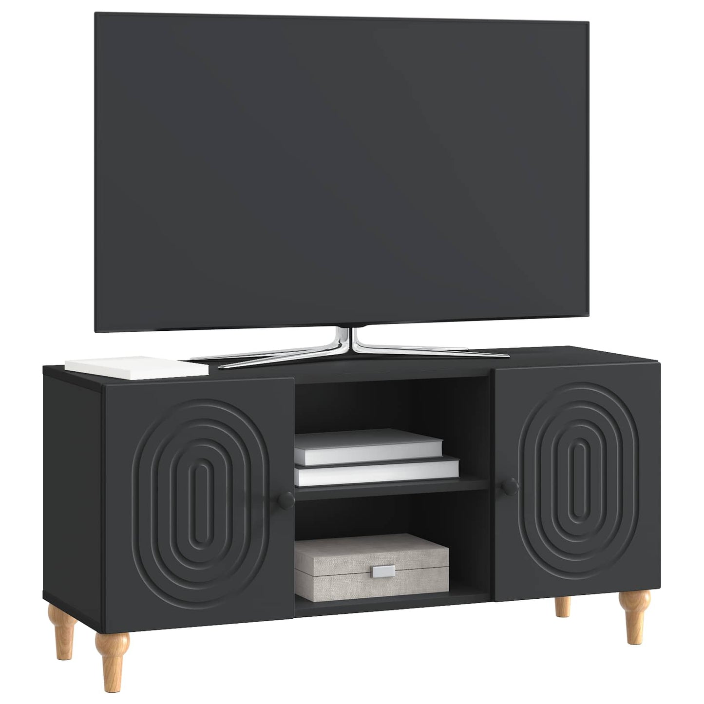 vidaXL TV Cabinet Black 102 x 34.5 x 50 cm Engineered Wood