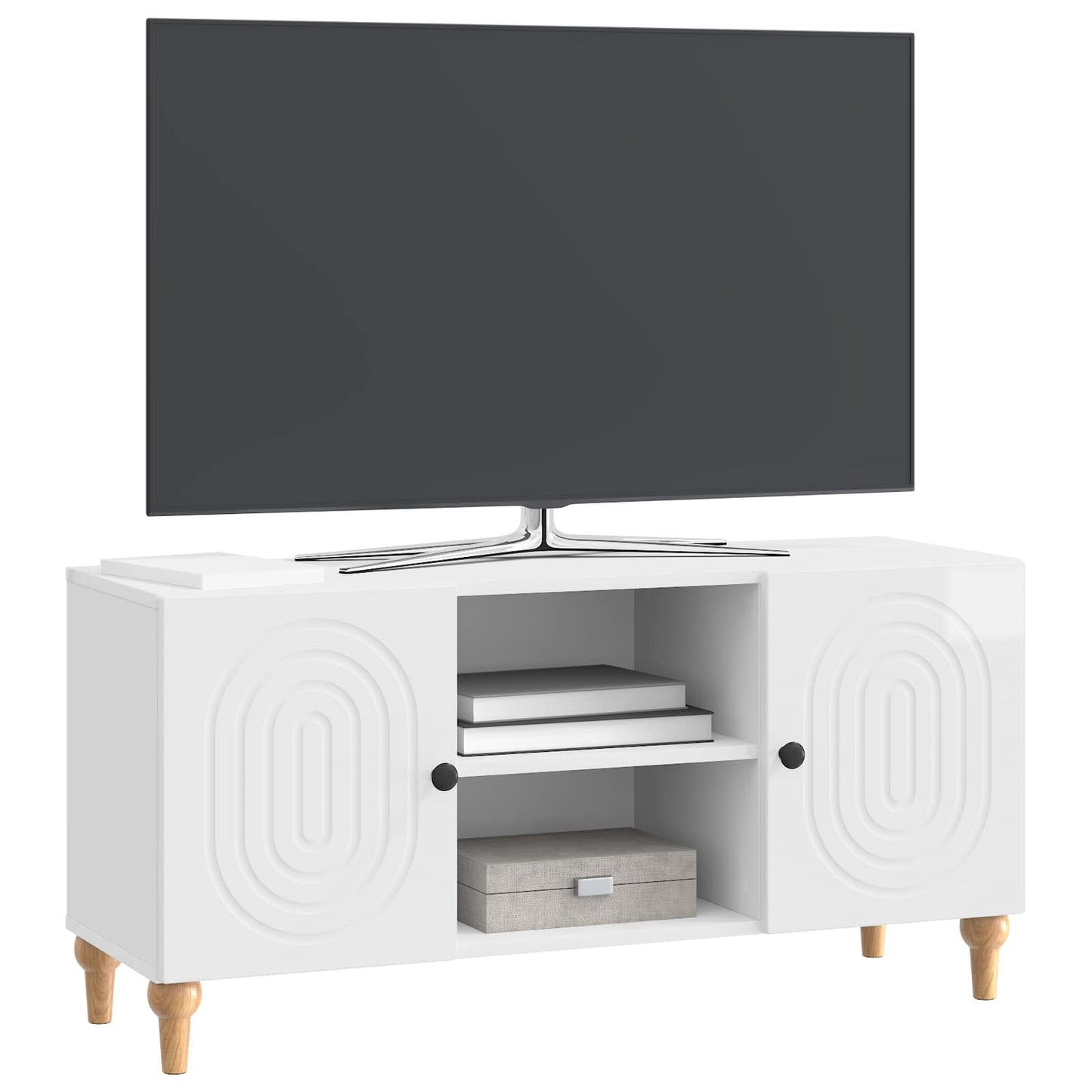 vidaXL TV Cabinet High Gloss White 102 x 34.5 x 50 cm Engineered Wood