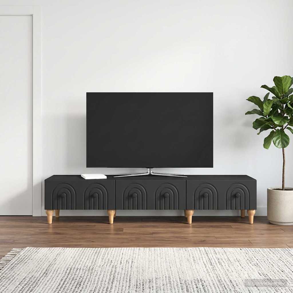 vidaXL TV Cabinet with Drawer Black 147 x 34.5 x 30 cm Engineered Wood