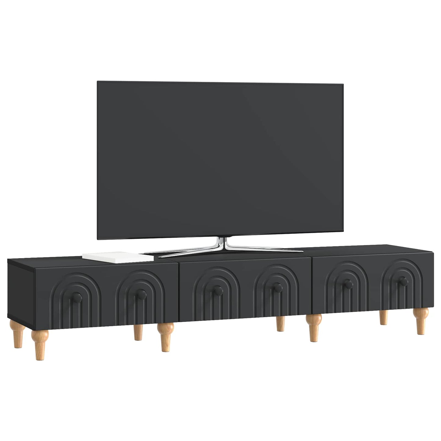 vidaXL TV Cabinet with Drawer Black 147 x 34.5 x 30 cm Engineered Wood