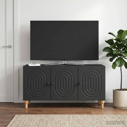 vidaXL TV Cabinet 99 x 34.5 x 50 cm Black Engineered Wood