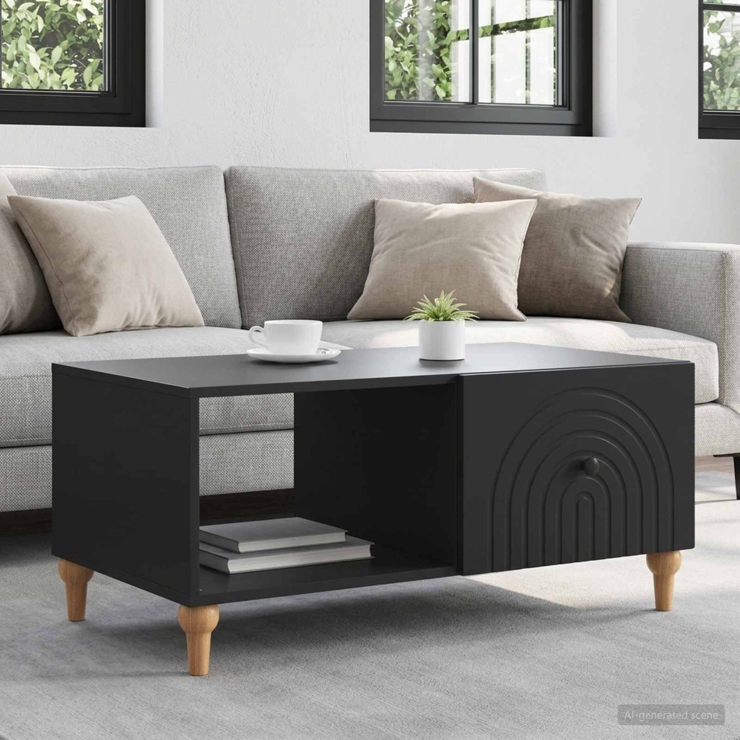 vidaXL Coffee Table Black 90 x 50 x 40 cm Engineered Wood