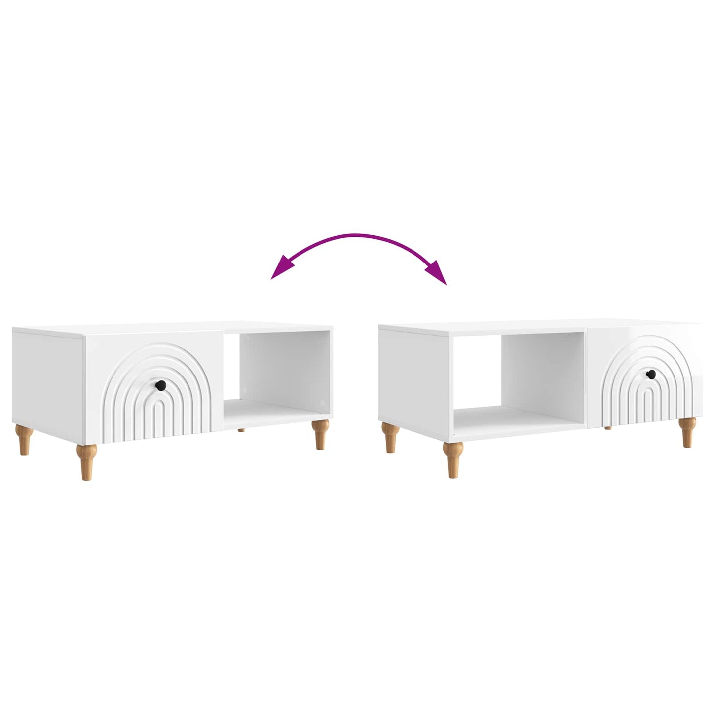 vidaXL Coffee Table High Gloss White 90 x 50 x 40 cm Engineered Wood