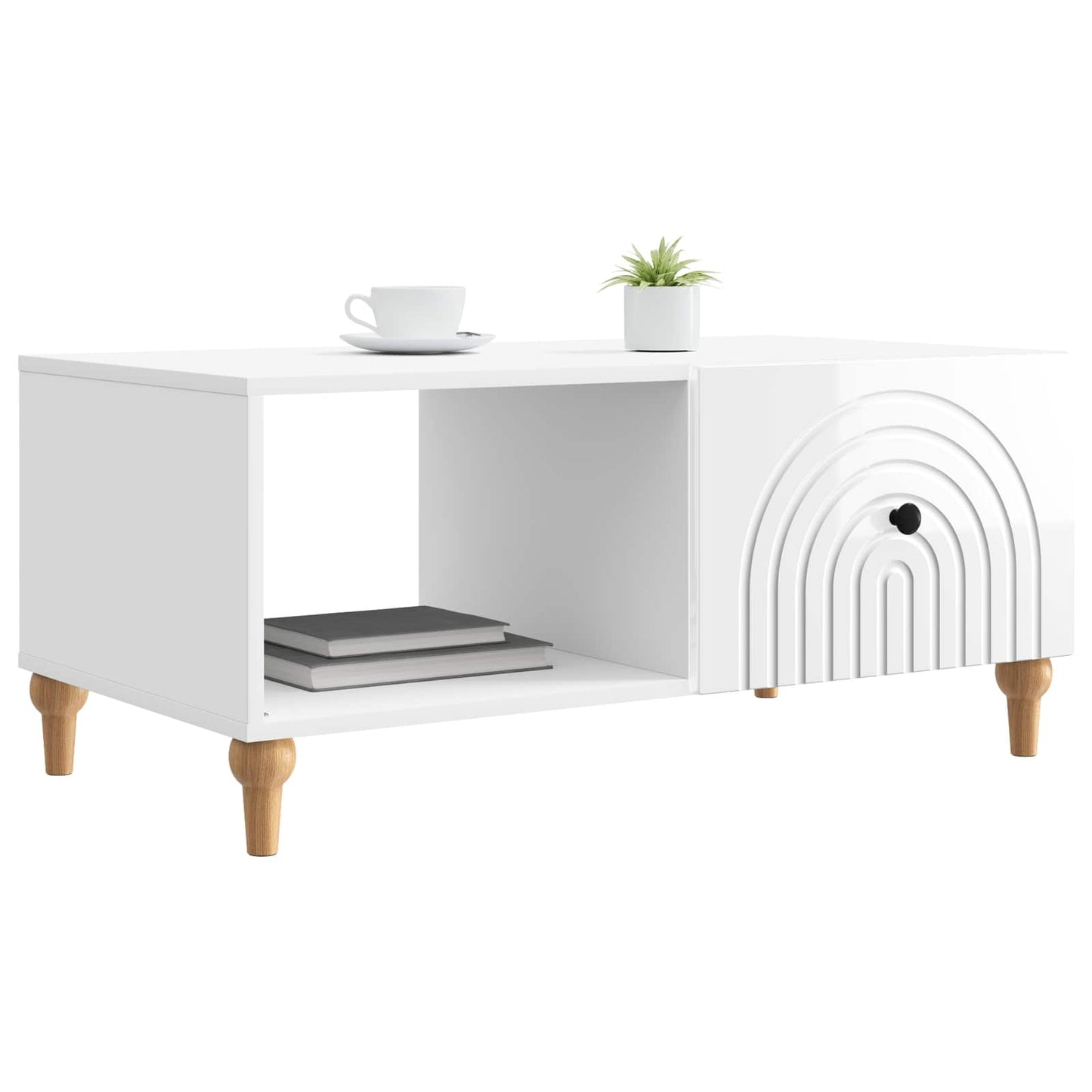 vidaXL Coffee Table High Gloss White 90 x 50 x 40 cm Engineered Wood