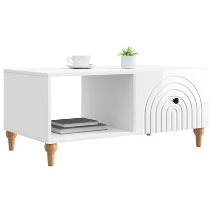 vidaXL Coffee Table High Gloss White 90 x 50 x 40 cm Engineered Wood
