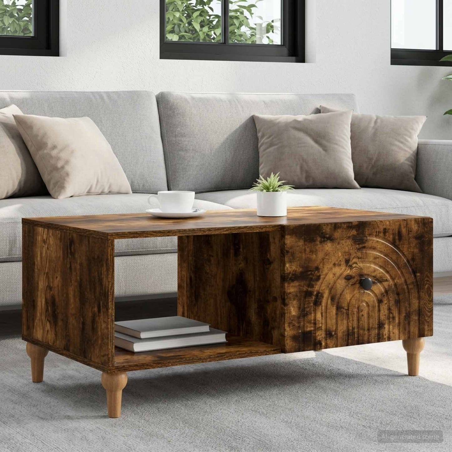 vidaXL Coffee Table Smoked Oak 90 x 50 x 40 cm Engineered Wood