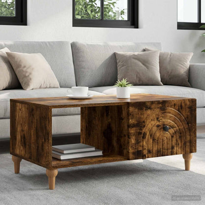 vidaXL Coffee Table Smoked Oak 90 x 50 x 40 cm Engineered Wood
