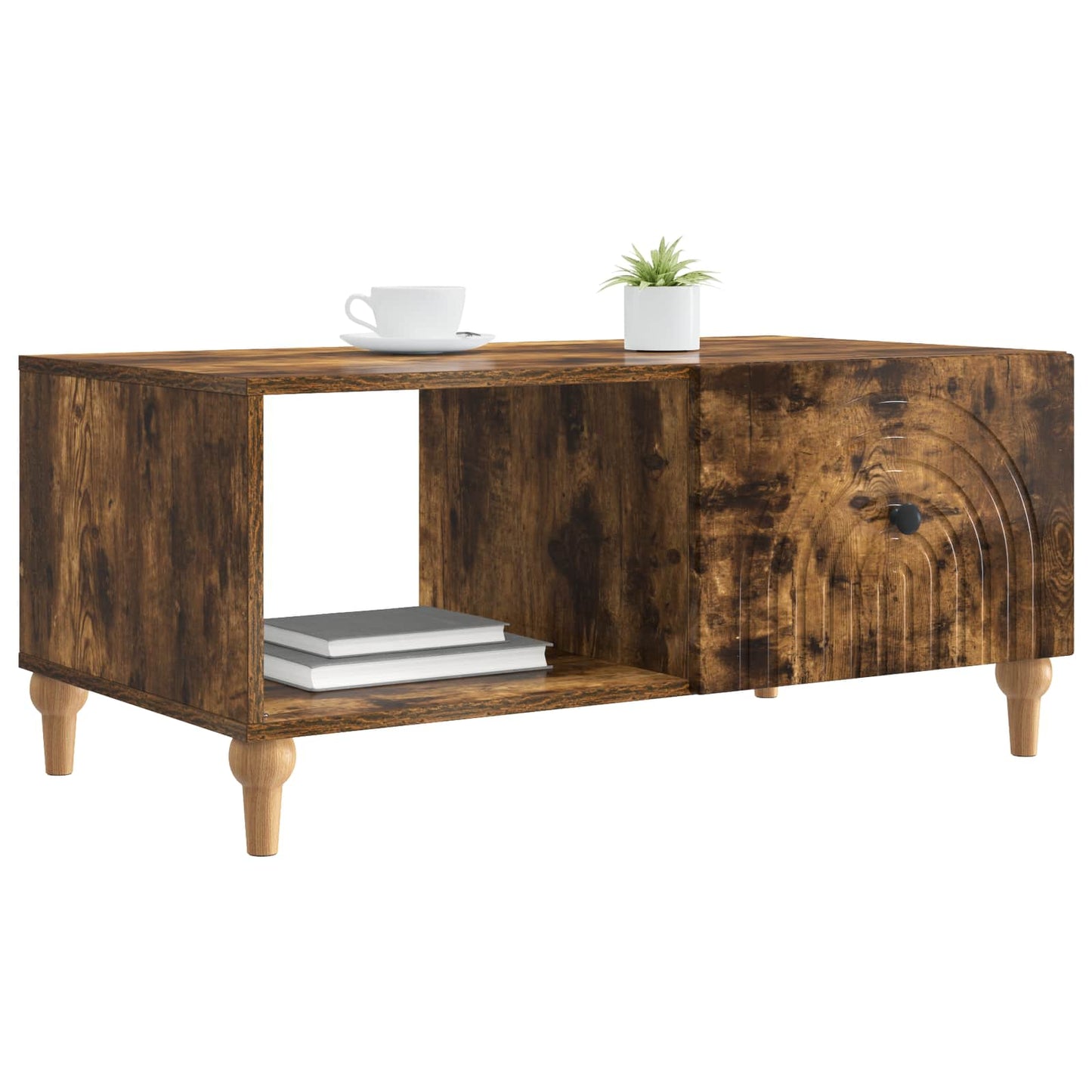 vidaXL Coffee Table Smoked Oak 90 x 50 x 40 cm Engineered Wood