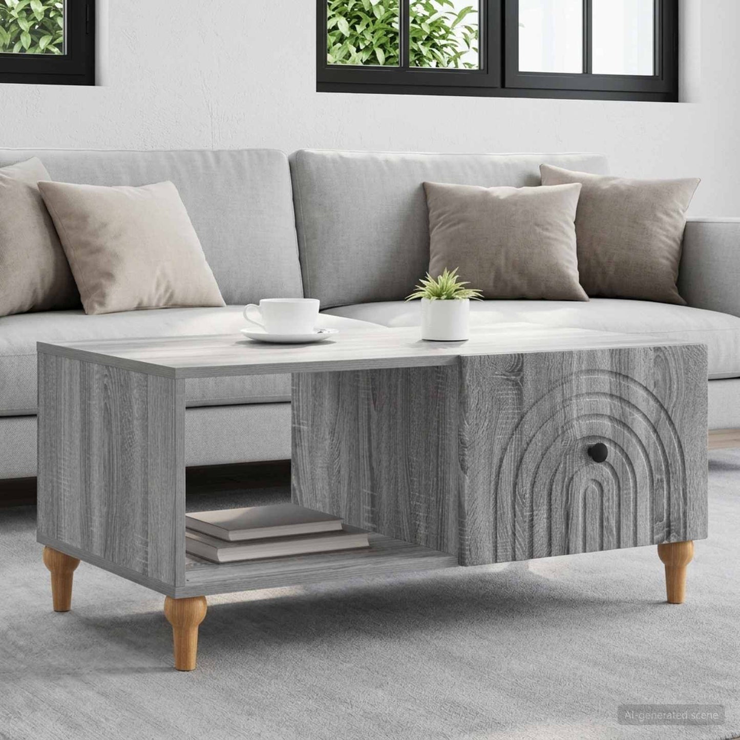 vidaXL Coffee Table Grey Sonoma 90 x 50 x 40 cm Engineered Wood