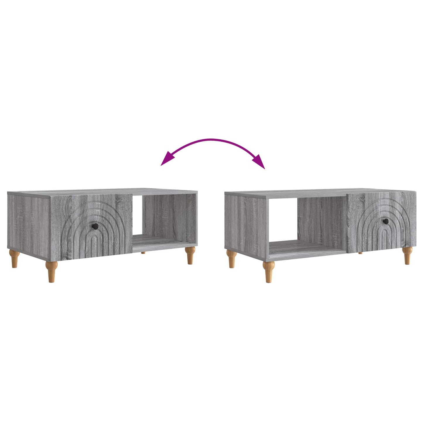 vidaXL Coffee Table Grey Sonoma 90 x 50 x 40 cm Engineered Wood