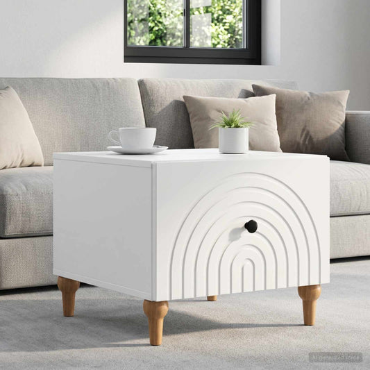 vidaXL Coffee Table with Drawer White 49 x 50 x 40 cm Engineered Wood