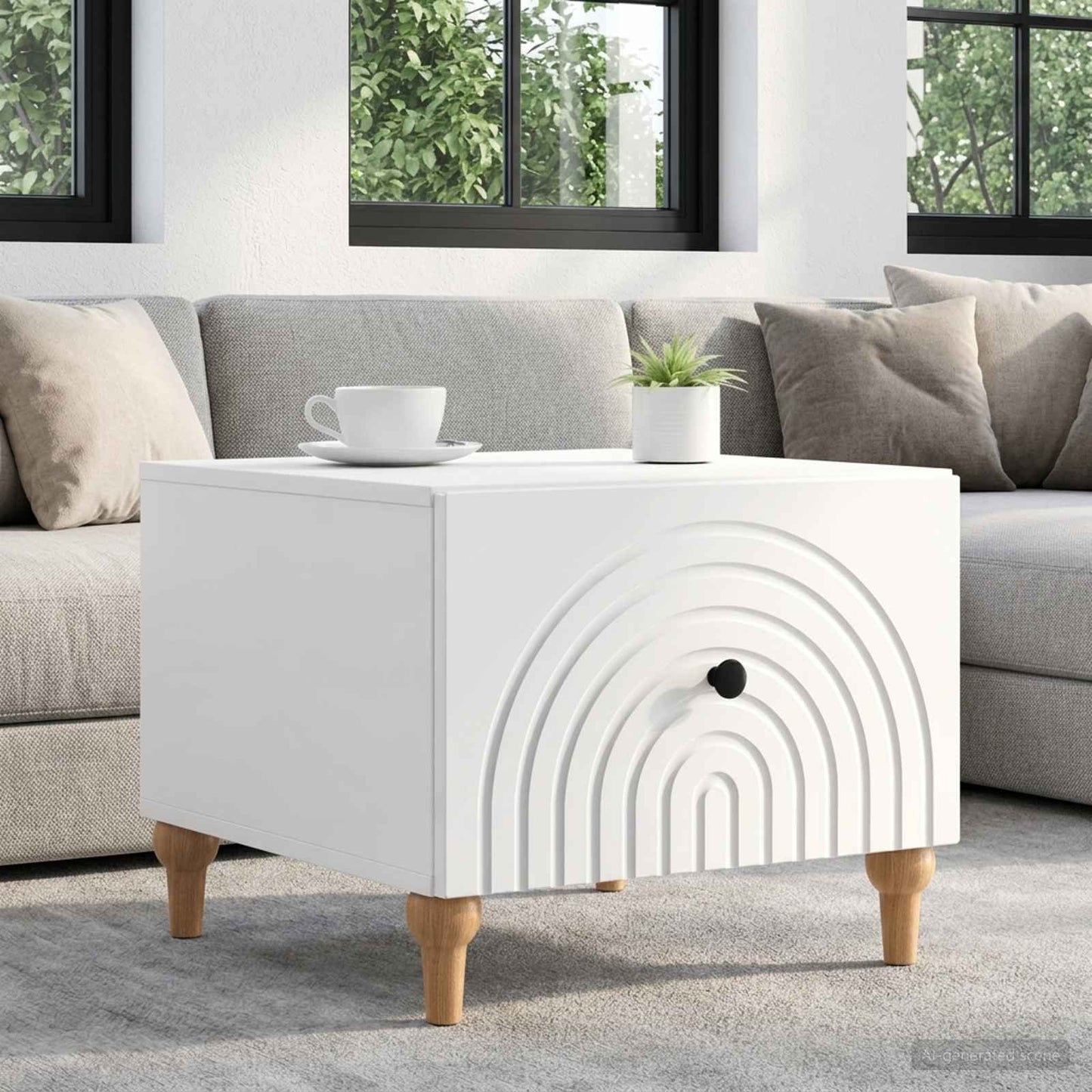 vidaXL Coffee Table High Gloss White 49 x 50 x 40 cm Engineered Wood