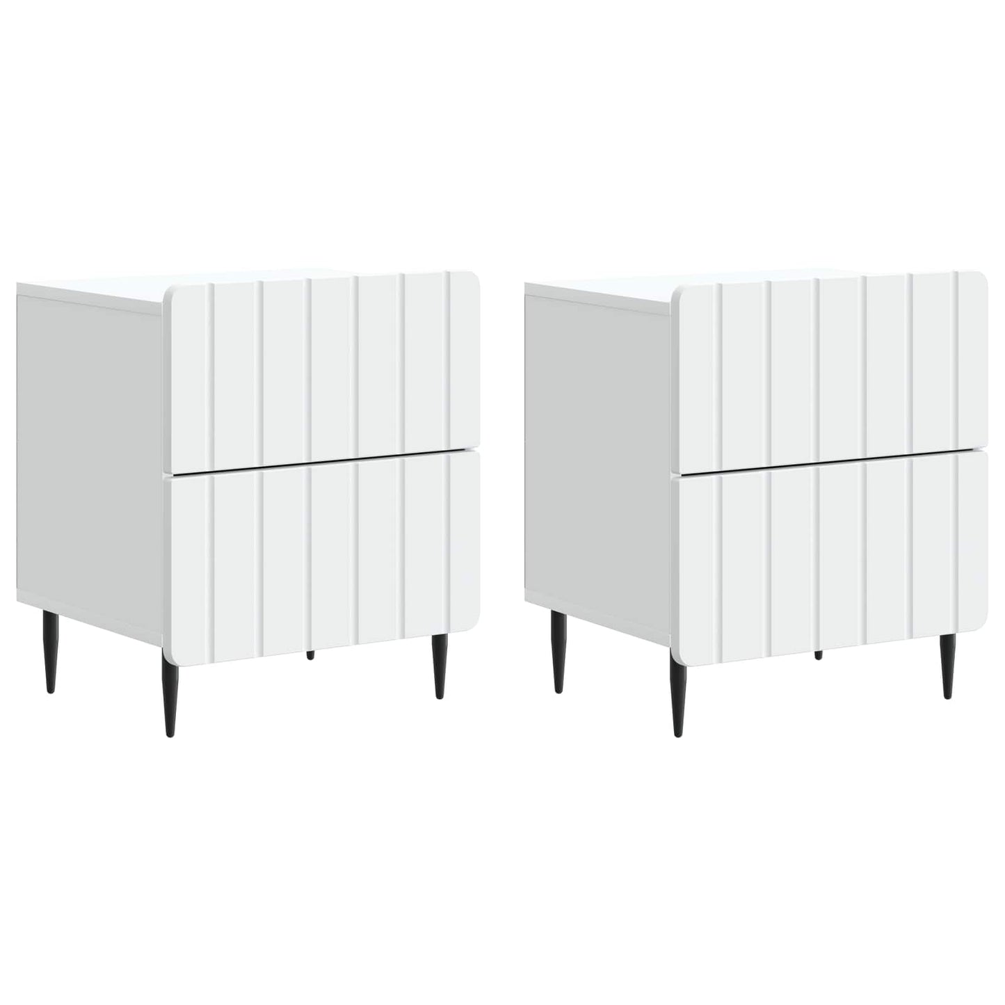 vidaXL Bedside Cabinet 2 pcs White 43 x 34.5 x 49.5 cm Engineered Wood
