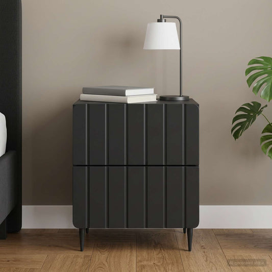 vidaXL Bedside Cabinet Black 43 x 34.5 x 49.5 cm Engineered Wood