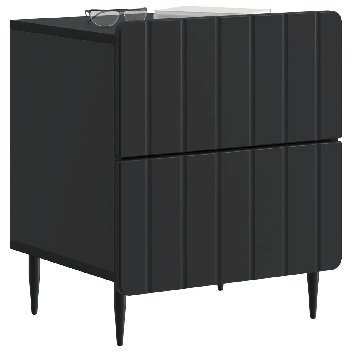 vidaXL Bedside Cabinet Black 43 x 34.5 x 49.5 cm Engineered Wood