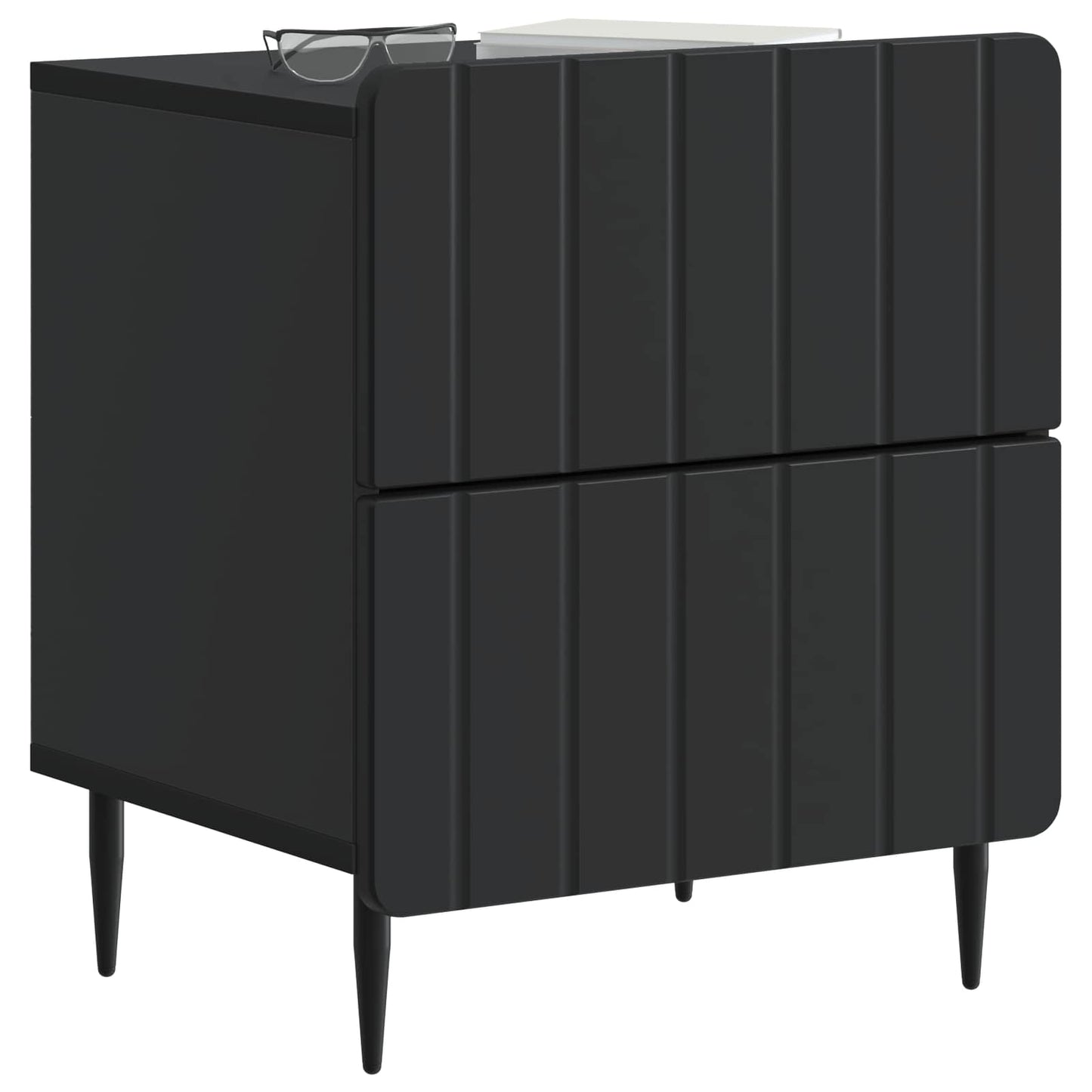 vidaXL Bedside Cabinet Black 43 x 34.5 x 49.5 cm Engineered Wood