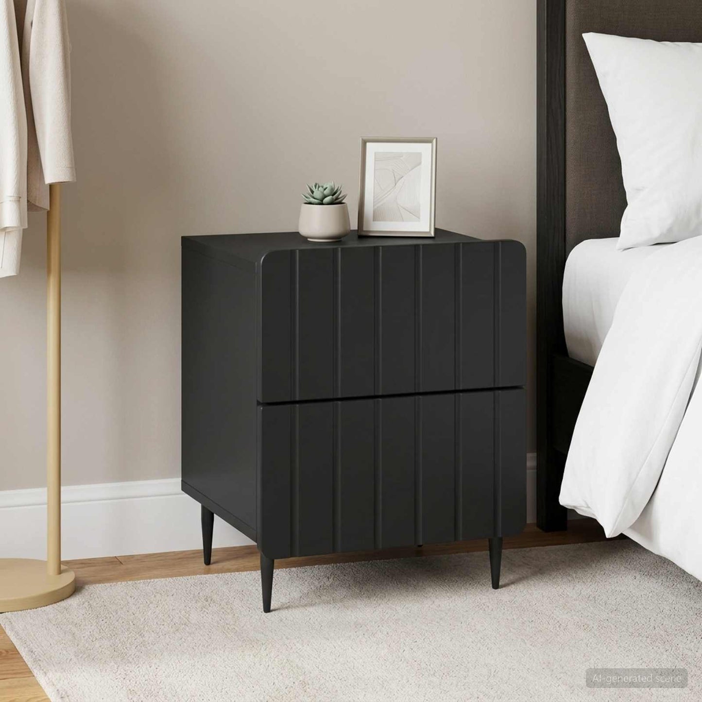 vidaXL Bedside Cabinet 2 pcs Black 43 x 34.5 x 49.5 cm Engineered Wood