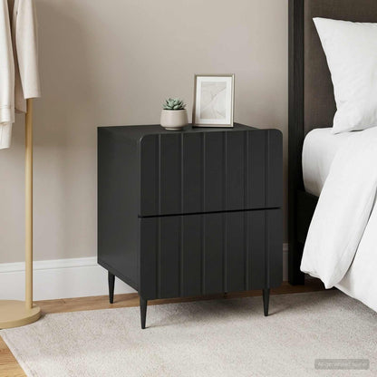 vidaXL Bedside Cabinet 2 pcs Black 43 x 34.5 x 49.5 cm Engineered Wood