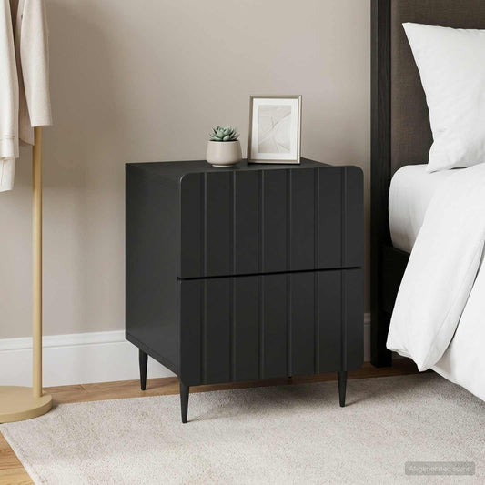 vidaXL Bedside Cabinet 2 pcs Black 43 x 34.5 x 49.5 cm Engineered Wood