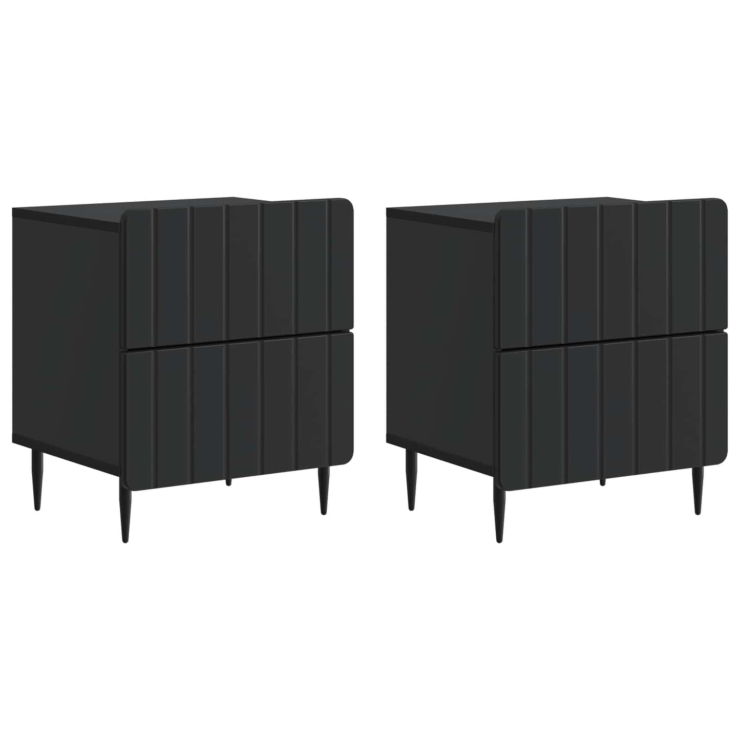 vidaXL Bedside Cabinet 2 pcs Black 43 x 34.5 x 49.5 cm Engineered Wood