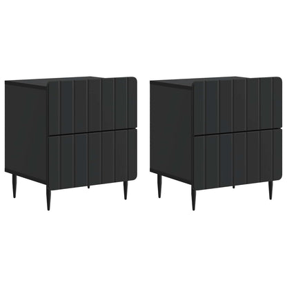 vidaXL Bedside Cabinet 2 pcs Black 43 x 34.5 x 49.5 cm Engineered Wood