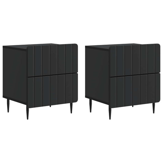 vidaXL Bedside Cabinet 2 pcs Black 43 x 34.5 x 49.5 cm Engineered Wood