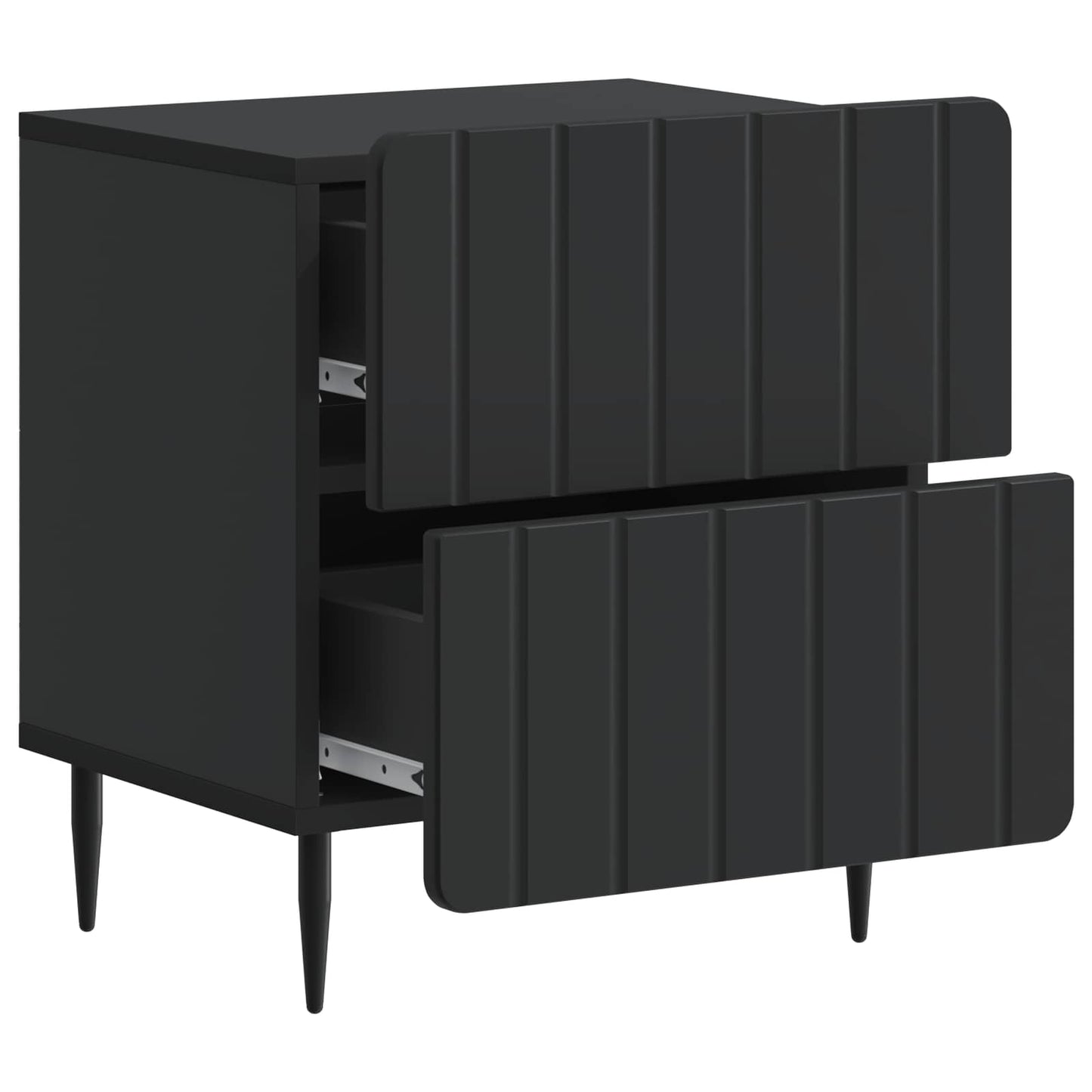 vidaXL Bedside Cabinet 2 pcs Black 43 x 34.5 x 49.5 cm Engineered Wood
