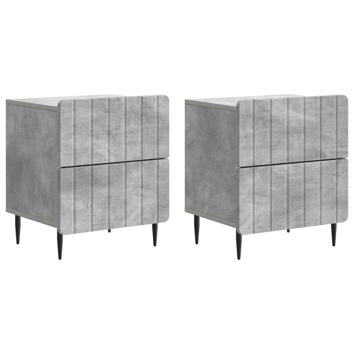 vidaXL Bedside Cabinet 2 pcs Concrete Grey 43 x 34.5 x 49.5 cm
