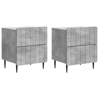 vidaXL Bedside Cabinet 2 pcs Concrete Grey 43 x 34.5 x 49.5 cm