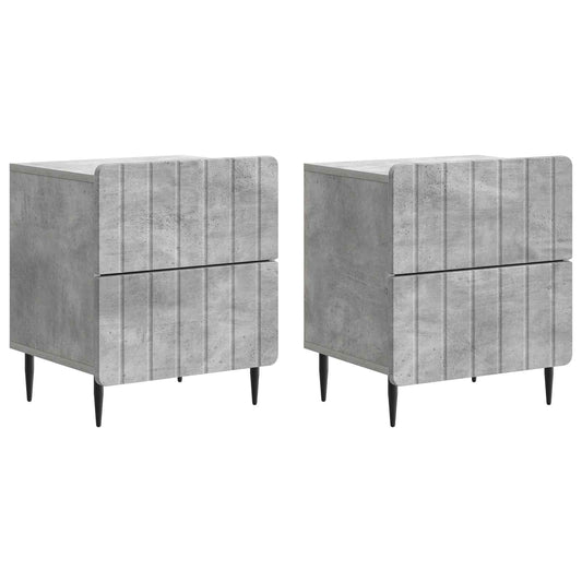 vidaXL Bedside Cabinet 2 pcs Concrete Grey 43 x 34.5 x 49.5 cm
