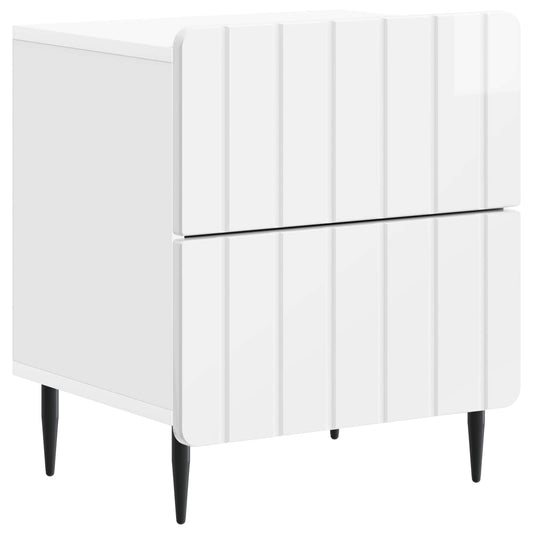 vidaXL Bedside Cabinet High Gloss White 43 x 34.5 x 49.5 cm