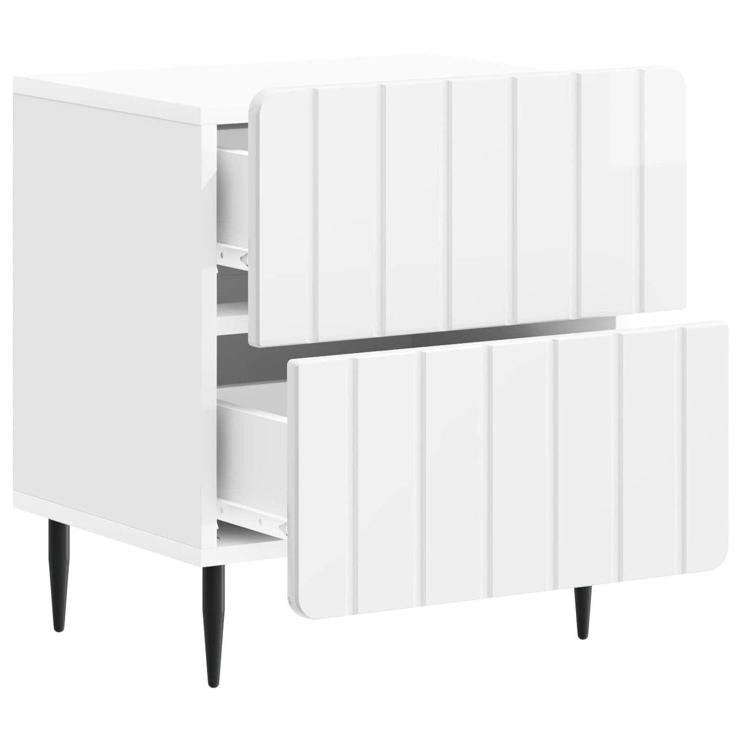 vidaXL Bedside Cabinet High Gloss White 43 x 34.5 x 49.5 cm