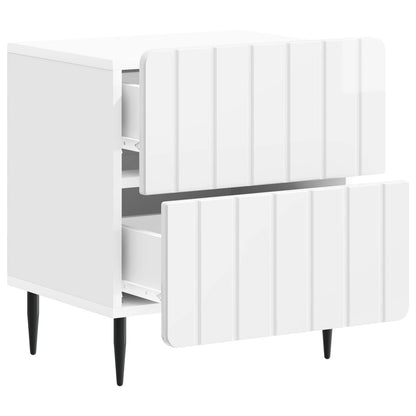 vidaXL Bedside Cabinet High Gloss White 43 x 34.5 x 49.5 cm