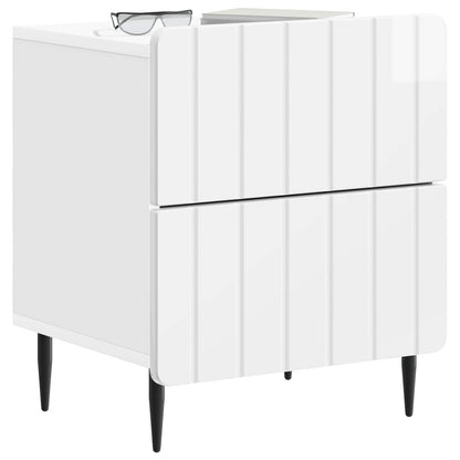 vidaXL Bedside Cabinet High Gloss White 43 x 34.5 x 49.5 cm