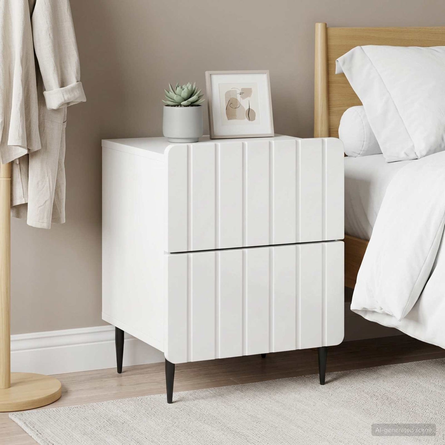 vidaXL Bedside Cabinet 2 pcs High Gloss White 43 x 34.5 x 49.5 cm