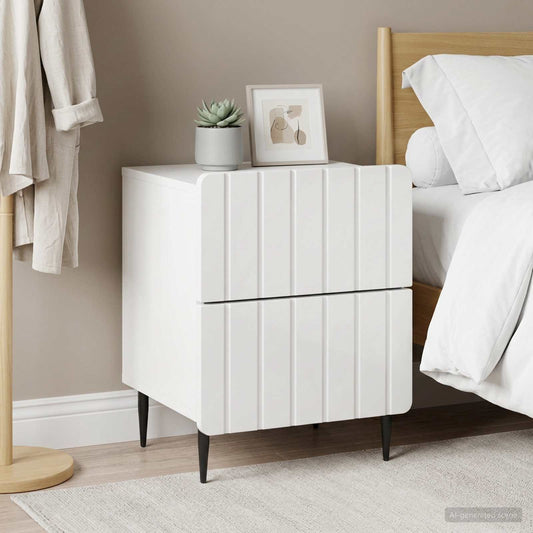 vidaXL Bedside Cabinet 2 pcs High Gloss White 43 x 34.5 x 49.5 cm