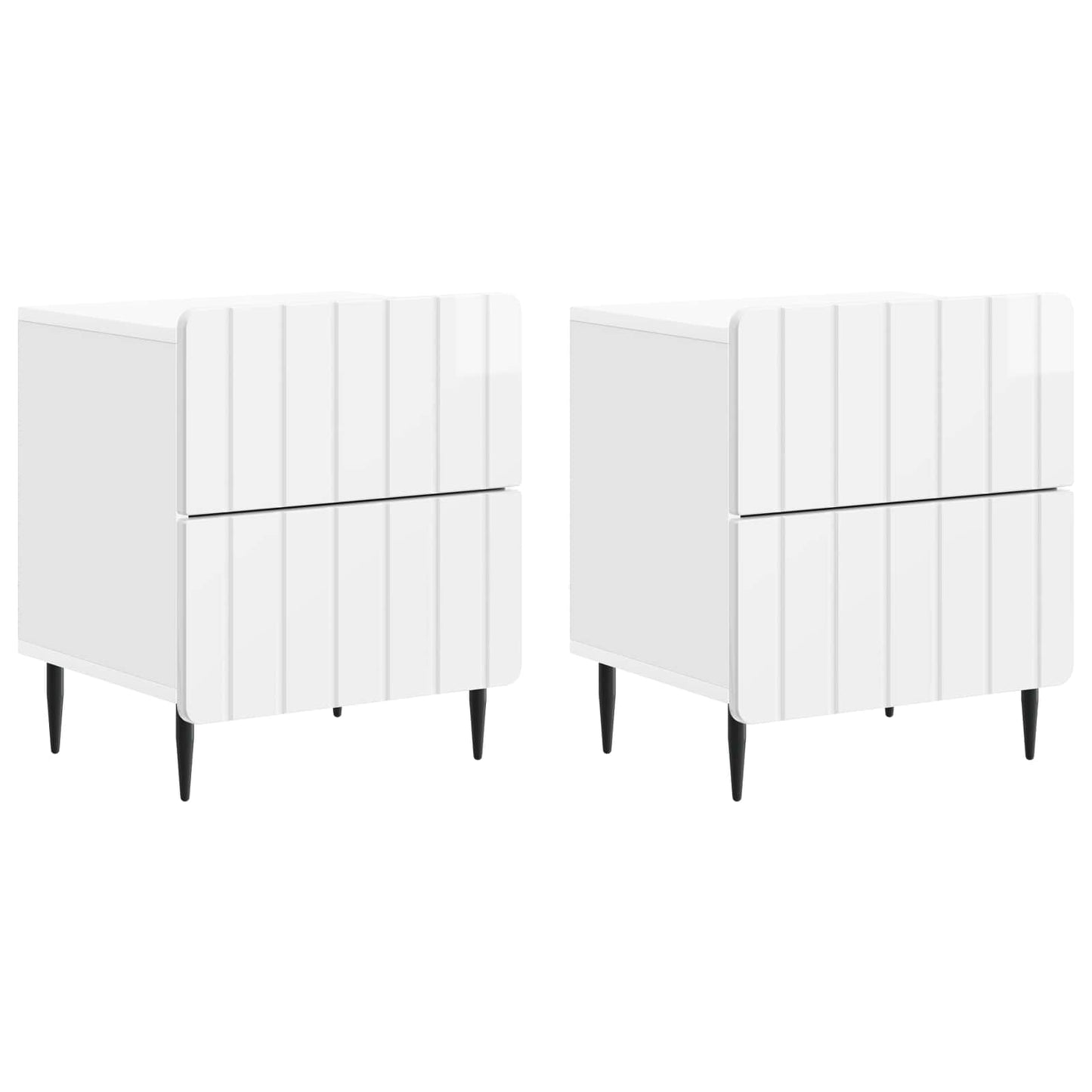 vidaXL Bedside Cabinet 2 pcs High Gloss White 43 x 34.5 x 49.5 cm