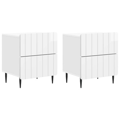 vidaXL Bedside Cabinet 2 pcs High Gloss White 43 x 34.5 x 49.5 cm
